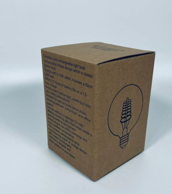 Edison LED bulb in cardboard packaging