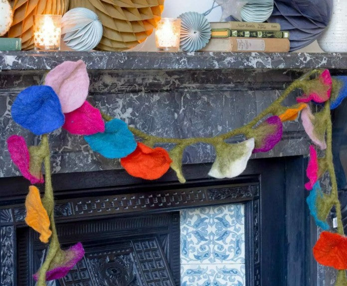 Hand Made Fair Trade Felt Flower Garland 160cm in length