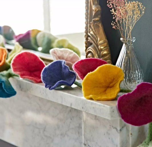 Hand Made Fair Trade Felt Flower Garland 160cm in length