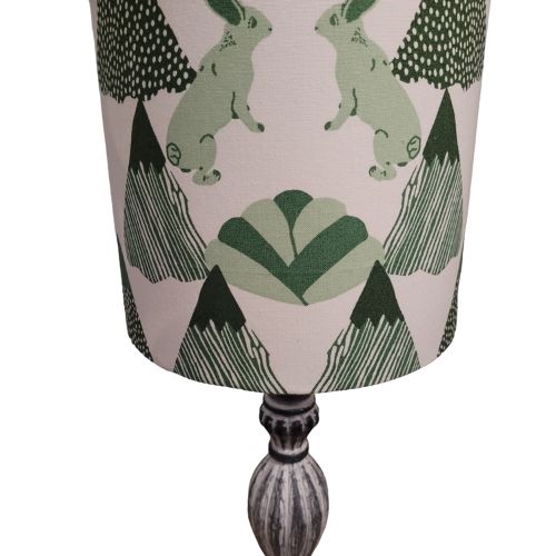 Baby Nursery and Children's Room 20cm lampshade with Hares & Pine Forest print (Swedish Fabric Company)