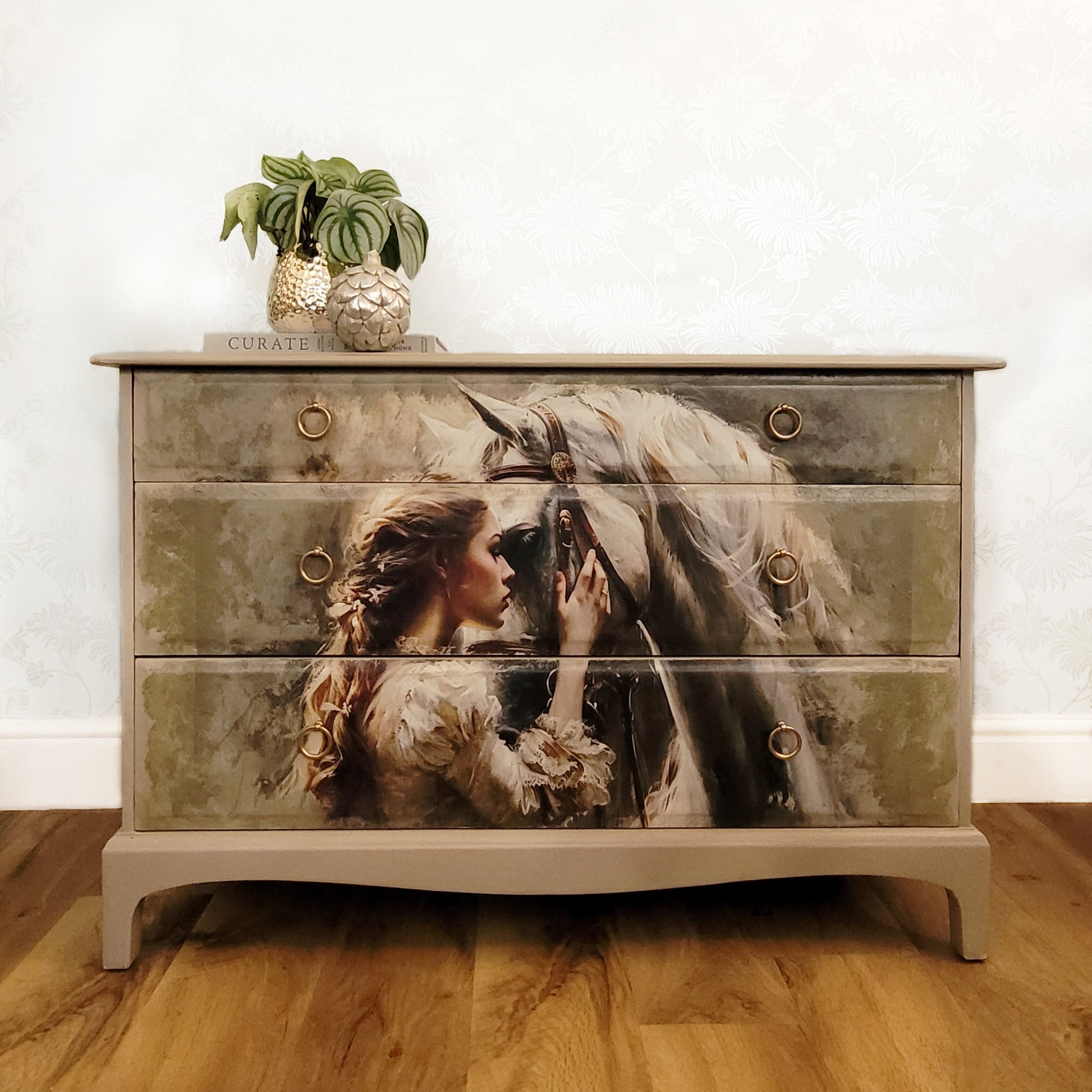 'Soulful Bond' Decoupaged Chest of Drawers | Rustic Furniture | Country Chic Interiors