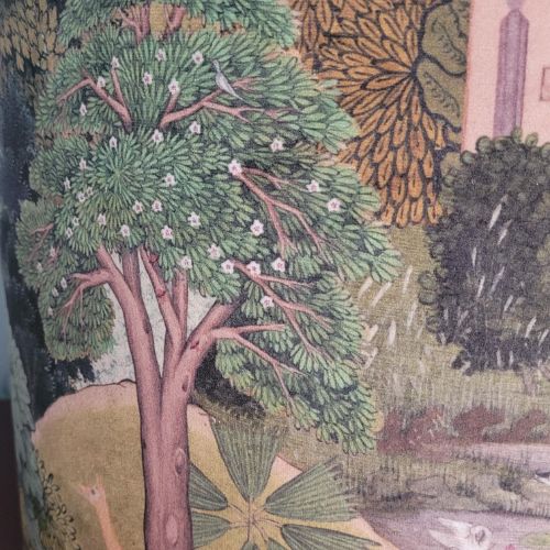 Handmade Velvet Pendant Lampshade 40cm – Linwood Japanese Garden Fabric | Calming Japandi Home Decor
