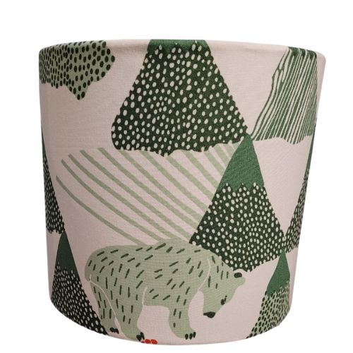 Baby Nursery and Children's Room 20cm lampshade with Polar Bear and Alpine Forest Print (Swedish Fabric Company)