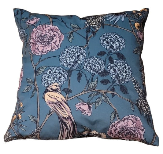 Sage Green Floral Velvet Square Cushion