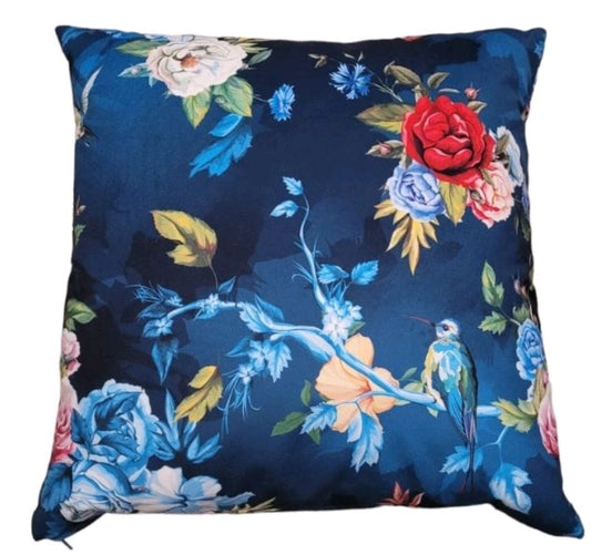 Luxury Velvet Humingbird Floral Cushion / Accent Cushion