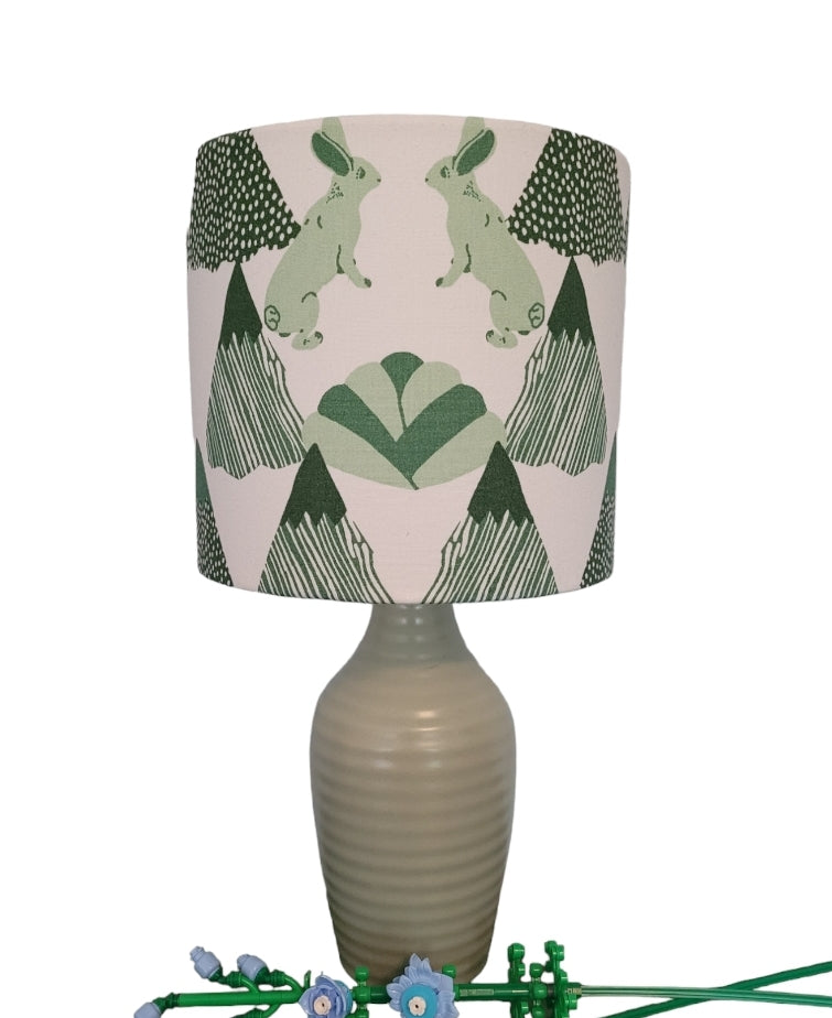 Scandinavian / Nordic Hares & Pine Forest Cotton Print 20cm Drum Lampshade / Children's Room / Nursery