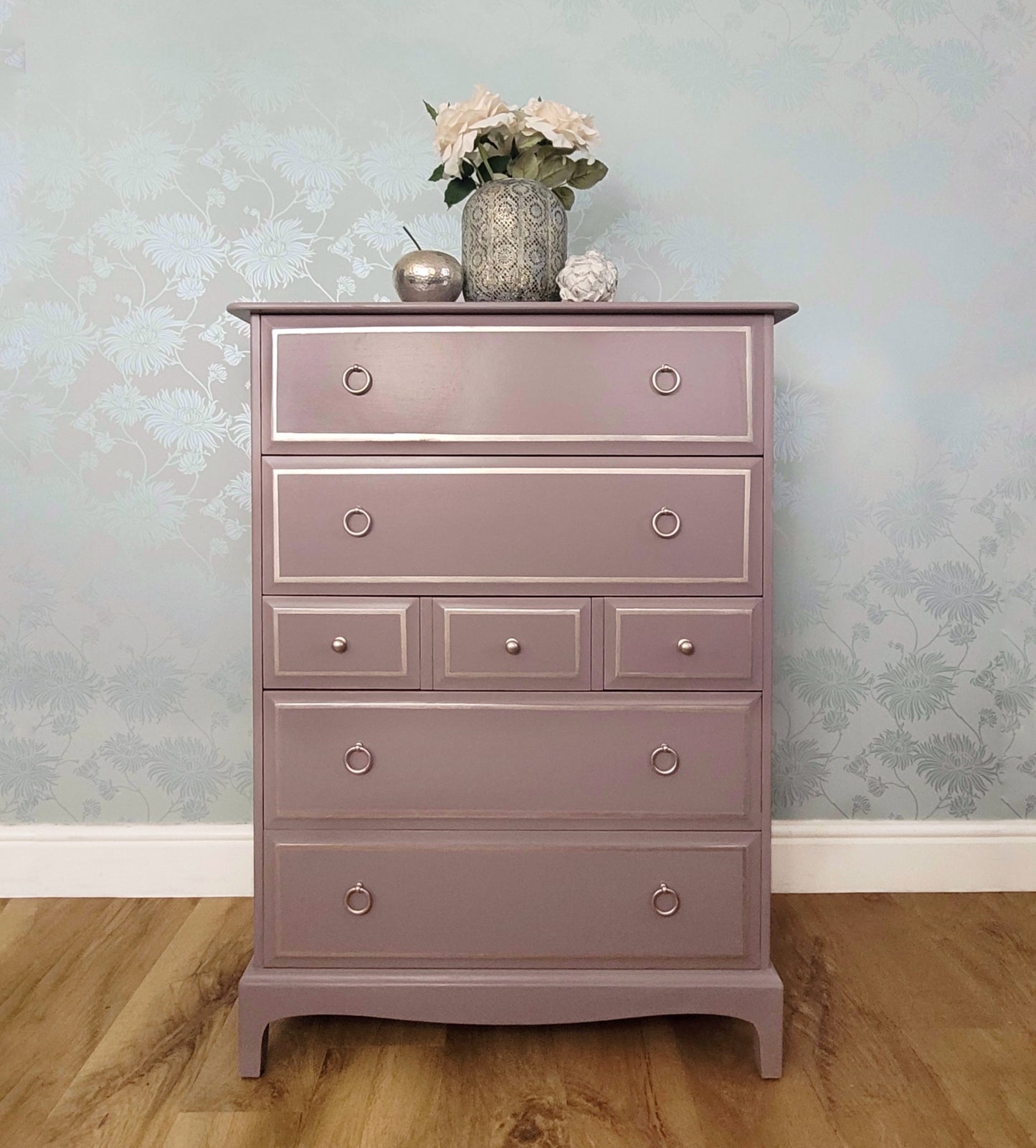 CUSTOM PAINTED TO ORDER: Stag Minstrel Tall Boy / Seven Drawer Chest of Drawers / Bedroom Furniture / Living Room Furniture  / Bespoke Hand Painted Furniture