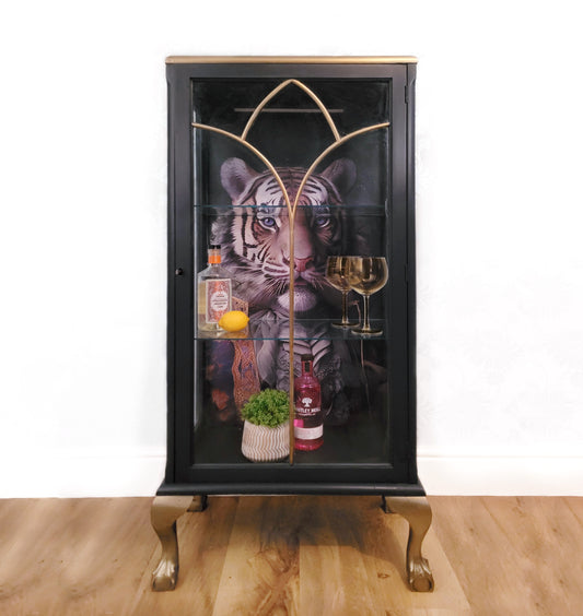 Gin Cabinet / Cocktail Cabinet with unique Tiger Decoupage