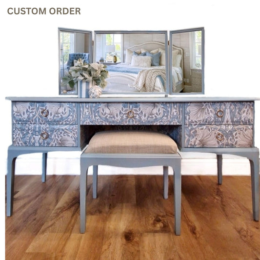 CUSTOM ORDER AVAILABLE | William Morris–Inspired Stag Minstrel Dressing Table