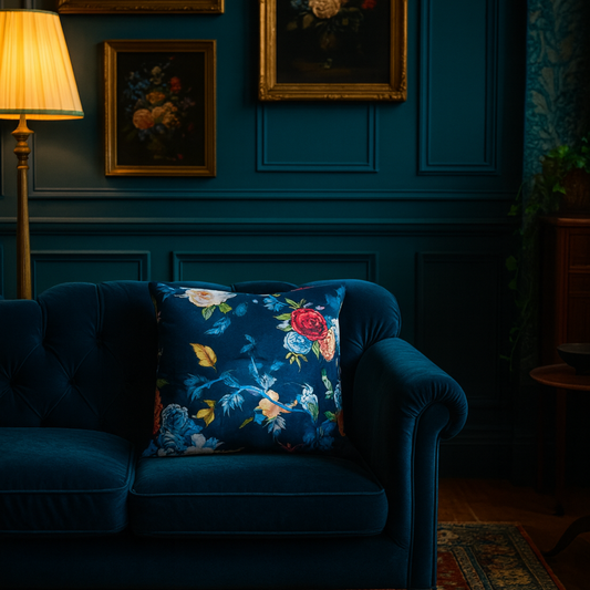 Luxury Velvet Humingbird Floral Cushion / Accent Cushion