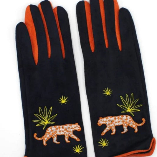 Heritage & Harlequin 'Leopard' Fashion Gloves, Touchscreen Friendly, Cosy Winter Gift, Women's Gloves