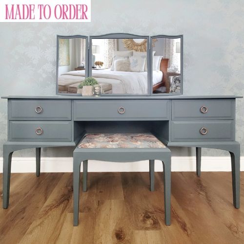 Stag Dressing Table Set | Triple Mirror & Upholstered Stool | Bespoke Bedroom Furniture | Custom Bedroom Decor | CUSTOM ORDER