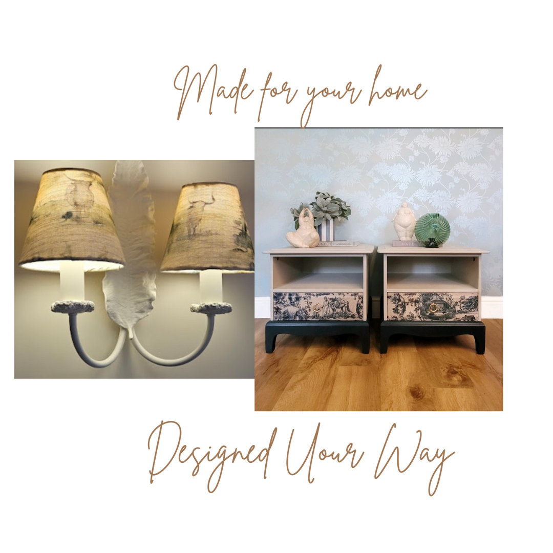 Two collage images of home decor items with text 'Made for your home' and 'Designed Your Way'.