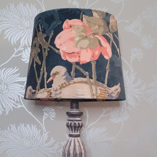 Handmade Empire Lampshade | 25cm Linwood Velvet | Duck & Floral Design | Table Lamp Shade