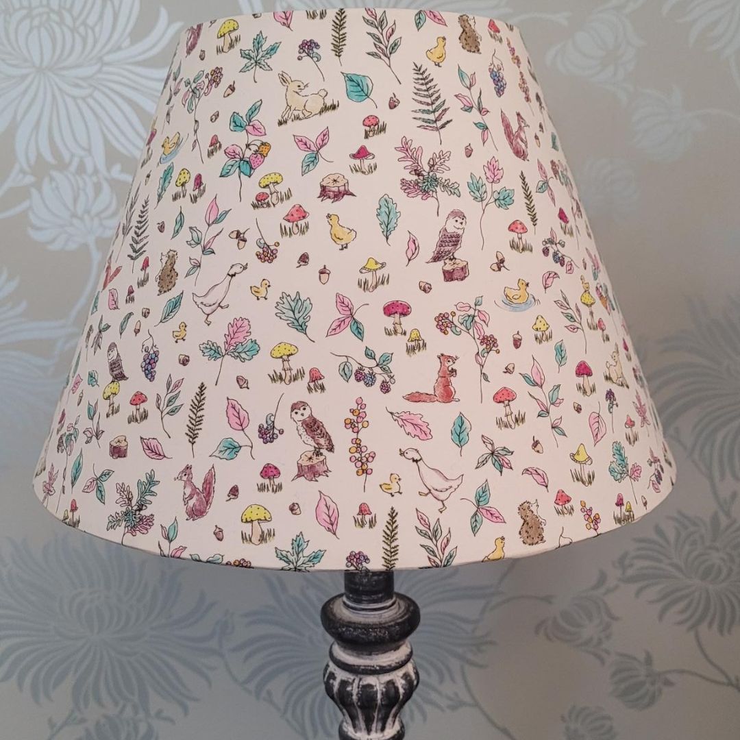 Liberty London 25cm Coolie Lampshade, Woodland, Forest Creatures, Whimsical Lands, Children's Room, Baby Nursery