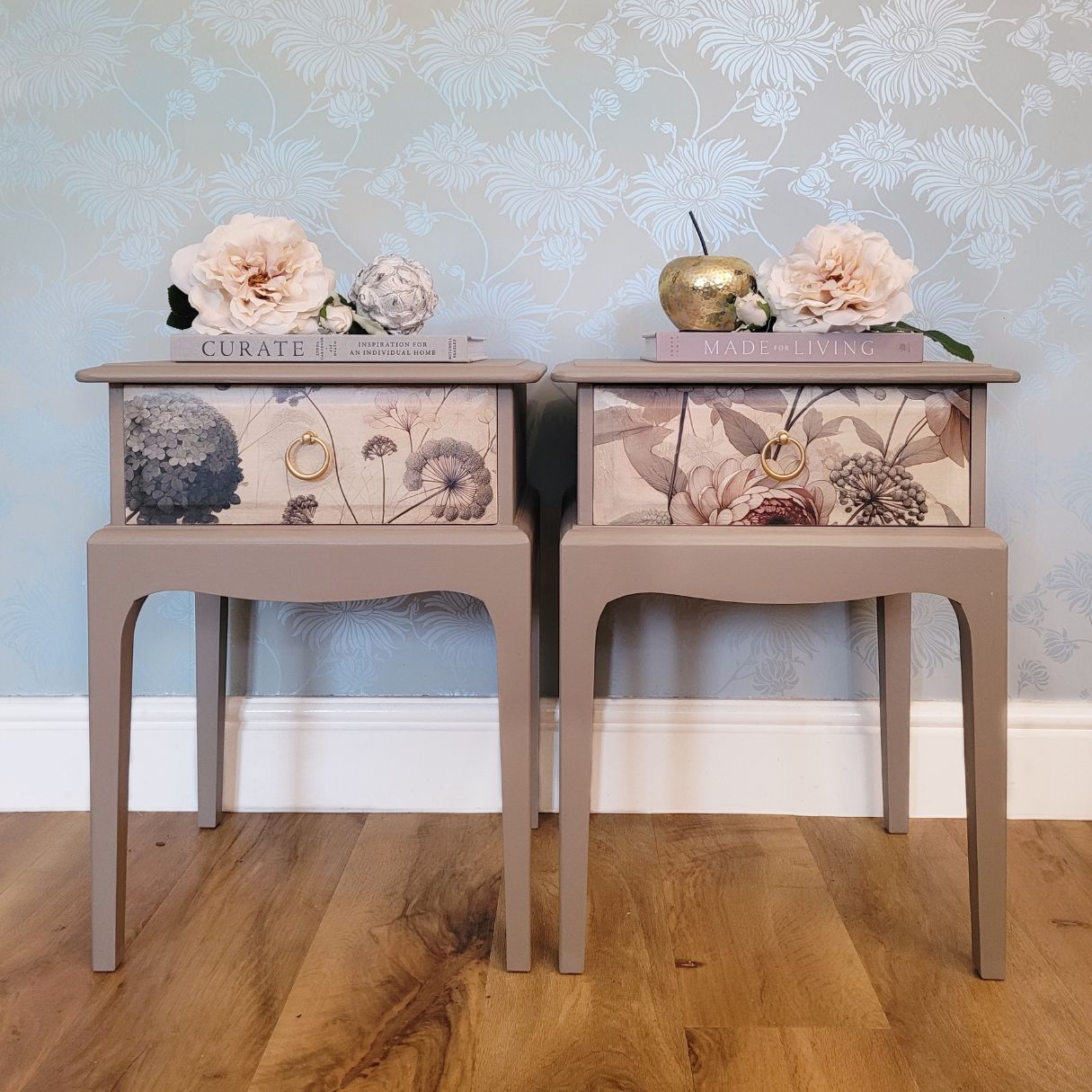 Bespoke Stag Minstrel Bedside Tables with Floral Decoupage – Bedroom Furniture | Guest Bedroom | Versatile Vintage Furniture