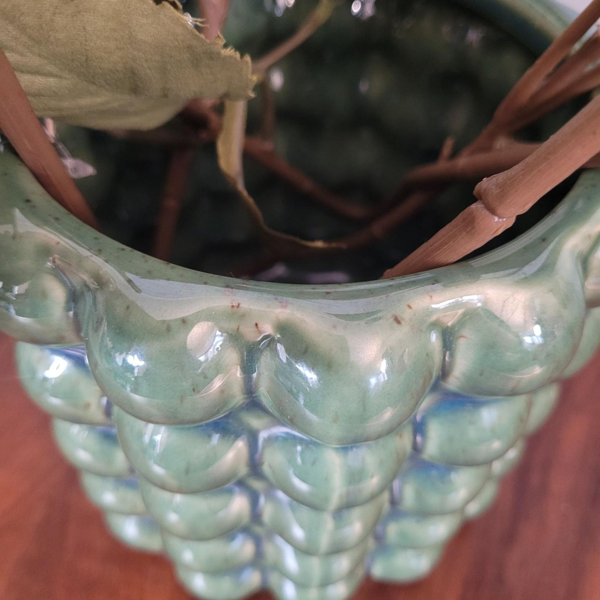 Large Olive Green Bubble Planter - Handcrafted Ceramic Plant Pot