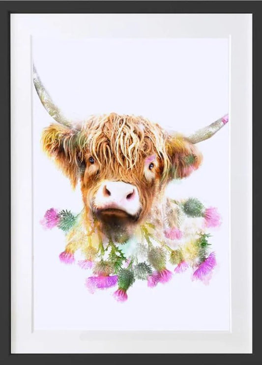 Highland Cow Art Print by Lola Design