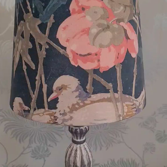 Handmade Empire Lampshade | 25cm Linwood Velvet | Duck & Floral Design | Table Lamp Shade