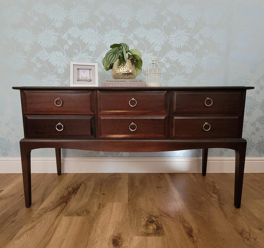 Stag Minstrel Six Drawer Sideboard for commission to be custom painted in a colour of your choice. Please contact to discuss artistic designs and options to refinish this piece of furniture.